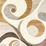 Contemporary Geometric Area with Cream and Brown Swirl(Beige)