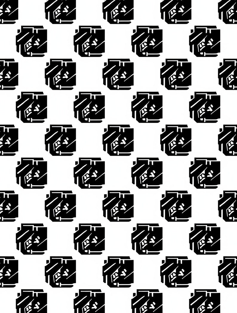 Bold Gingham Inspired with Staggered Rectangular Motifs (Black) - ODIKA