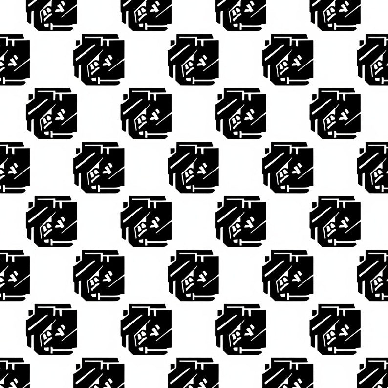 Bold Gingham Inspired with Staggered Rectangular Motifs (Black) - ODIKA