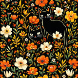 Elegant Cat and Floral(Black)