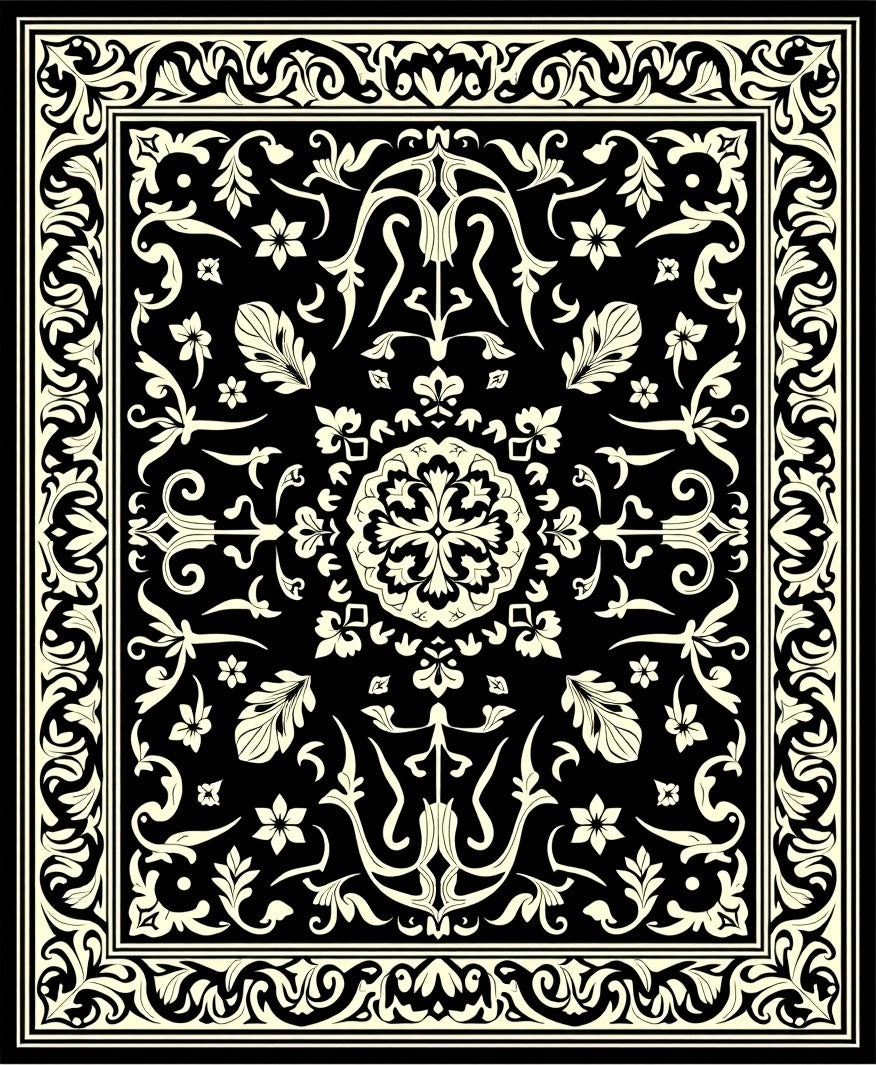 Classic Rococo Scrollwork with Faded Petal Flourish Accents (Black) - ODIKA
