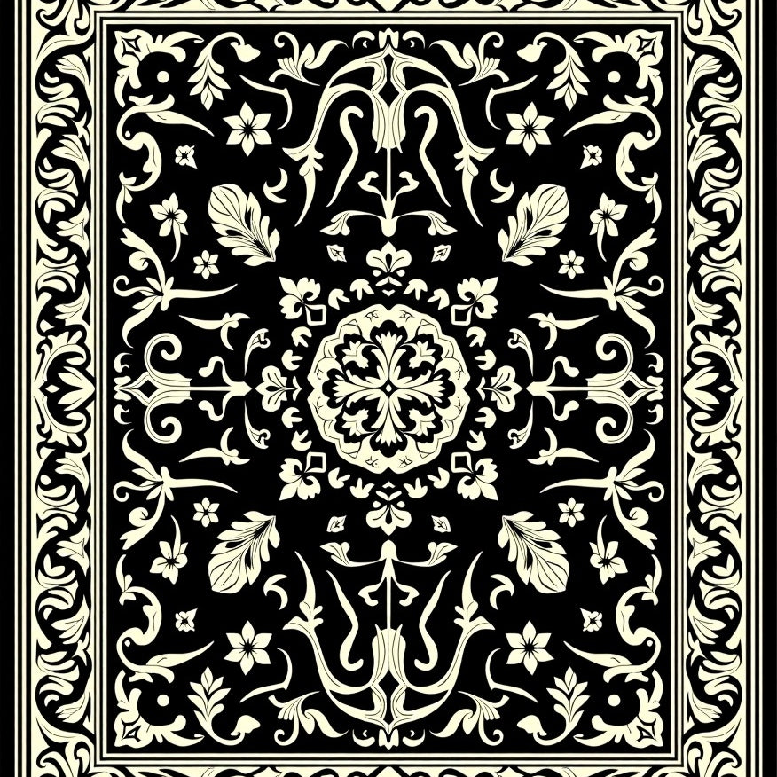 Classic Rococo Scrollwork with Faded Petal Flourish Accents (Black) - ODIKA