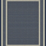 Garden Path Runner Navy and Beige Trellis with Subtle Border(Blue)