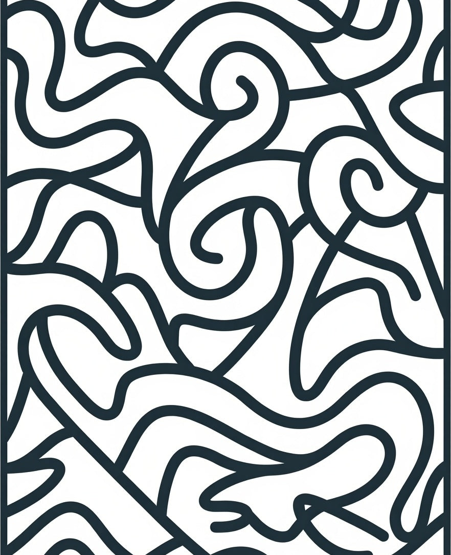 Modern Luxe Wavy Labyrinth with Minimalist Arch Outlines (Black) - ODIKA