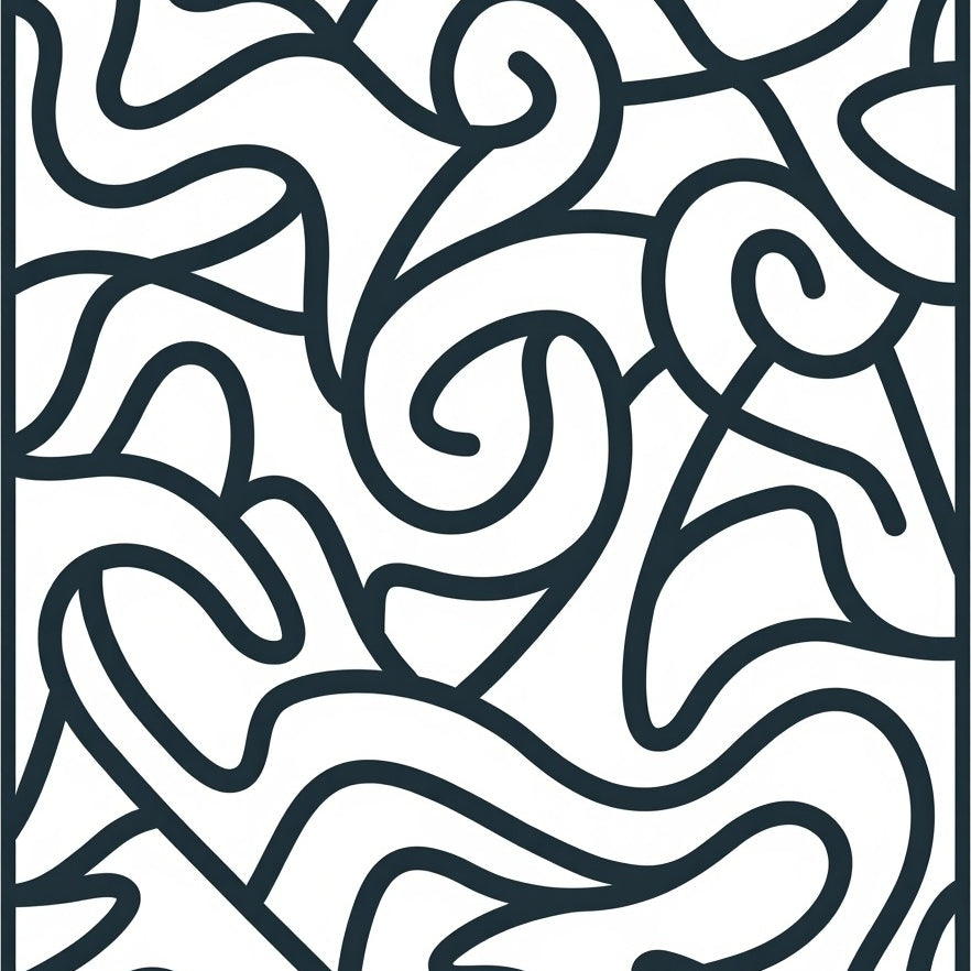 Modern Luxe Wavy Labyrinth with Minimalist Arch Outlines (Black) - ODIKA