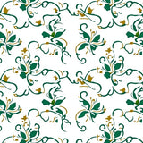 Festive Leaf Motif with Intricate Vine Swirls and Delicate Starbursts(White)