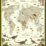 Beige Dinosaur with Classic World Map Design and Earth Tones(Brown)
