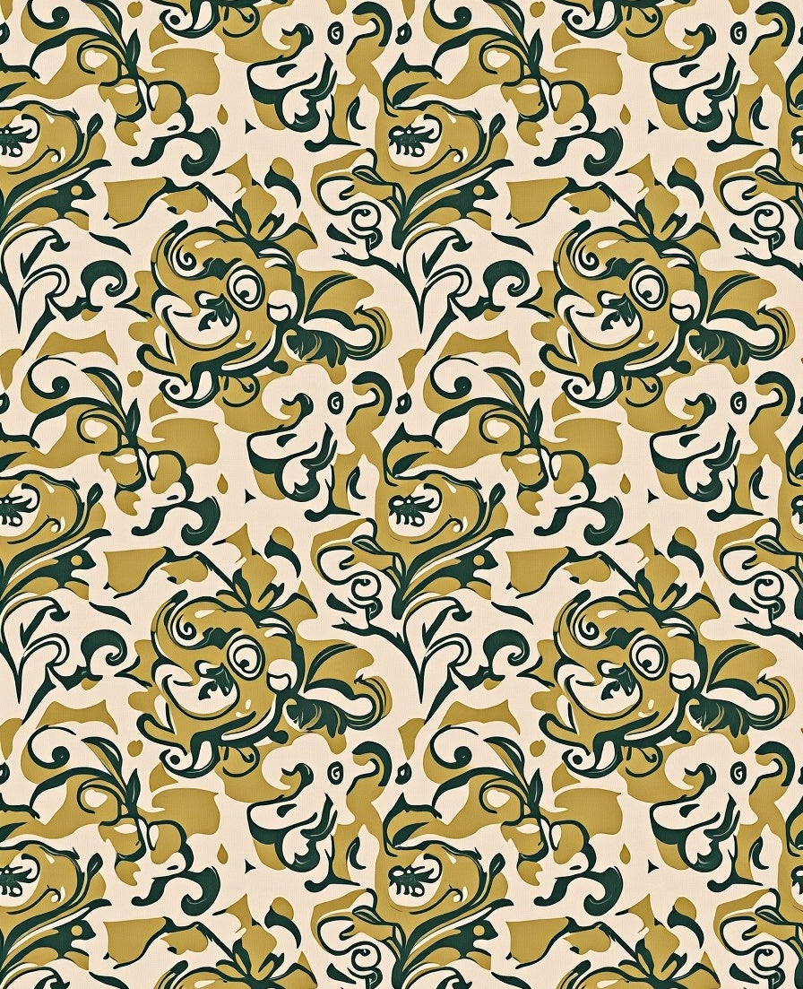 Modern Botanical Paisley Swirl Decorative Contemporary Luxury (Beige) - ODIKA