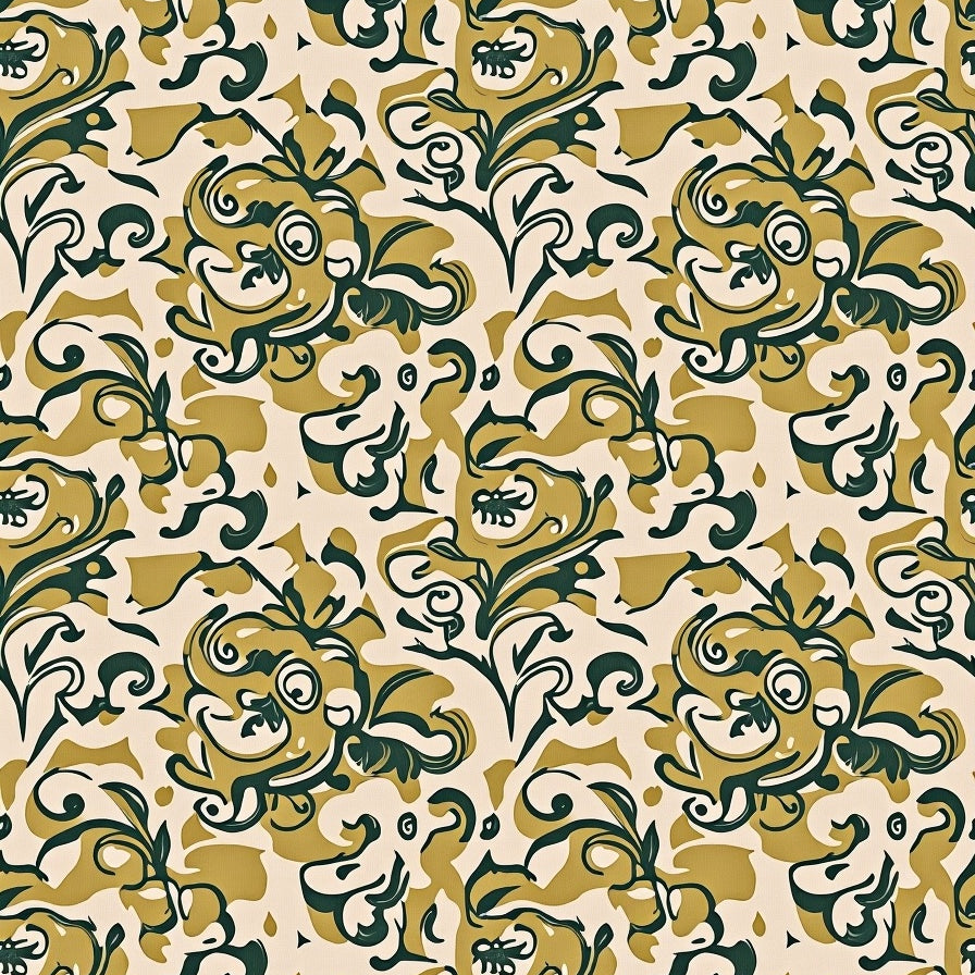 Modern Botanical Paisley Swirl Decorative Contemporary Luxury (Beige) - ODIKA