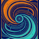 System Orbital Path Throw with Planetary Ring (Orange)