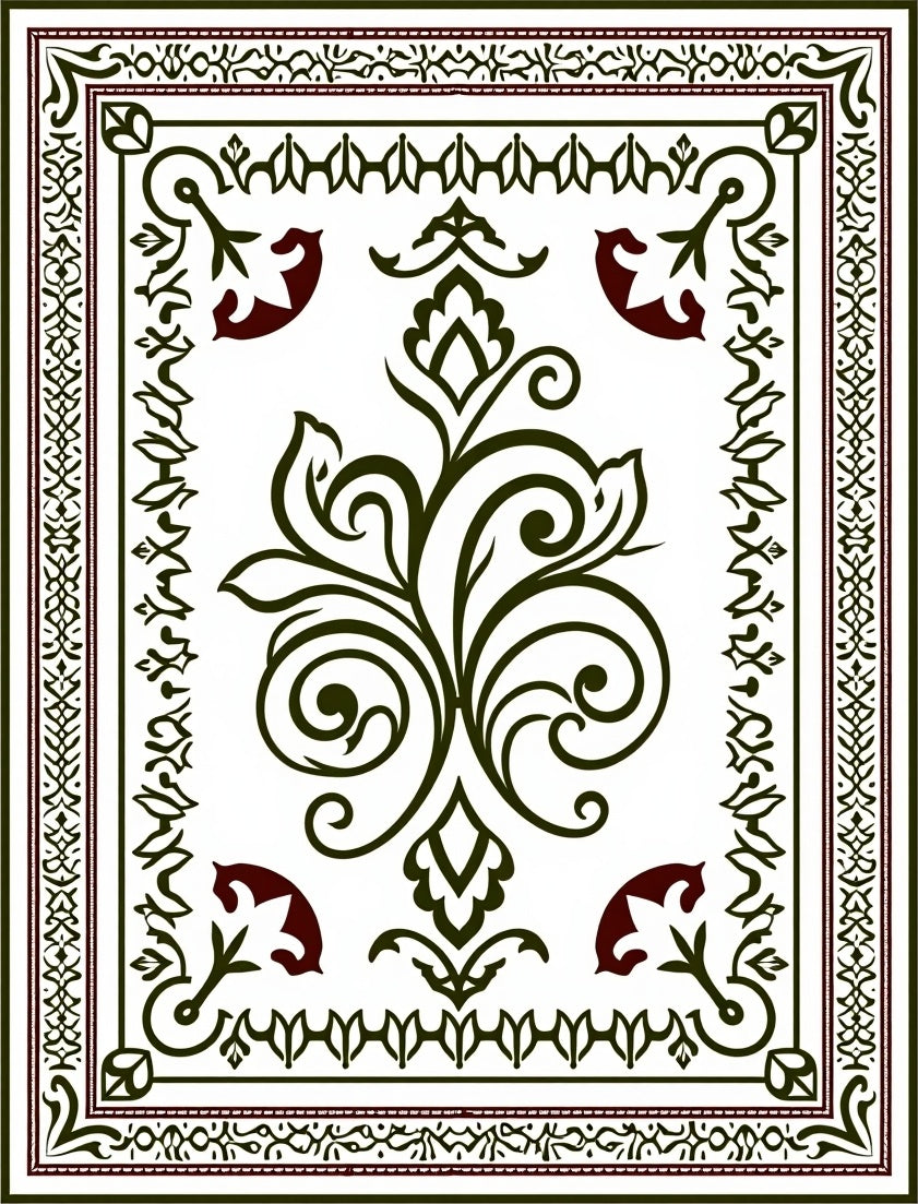 Paisley Swirl Entryway Decorative Teardrop Motif Classic Design (White) - ODIKA