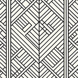 Pinstripe Maze Motif with Interlocking Chevron Bands(Black)