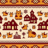 Glowing Kitty Christmas Village Scene Decorative Floor with Lights(Cream)