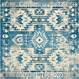 Sedona Collection Distressed Over Dyed Vintage Area Blue Beige(Blue)