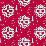 Festive Snowflake with Pine Tree Border Holiday(Red)
