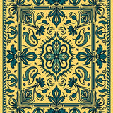 Elegant Swirl Paisley Botanical Foliage Abstract Artistic Flourish (Yellow)