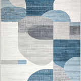 Contemporary Area Rug Abstract Blue & Grey(Gray)