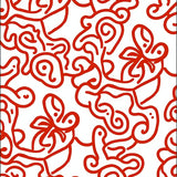 Abstract Floral Swirl with Fluid Curves and Dynamic Shapes (Red)