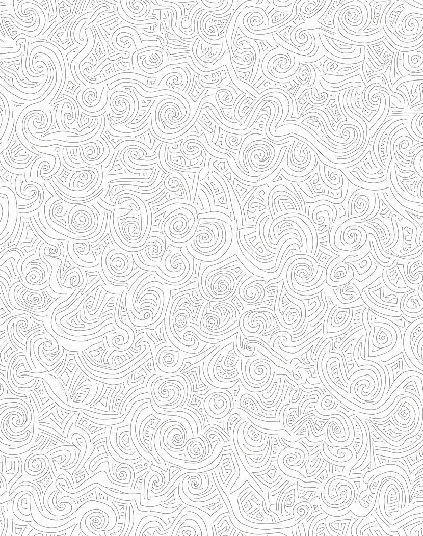 Celestial Swirl with Twinkling Motifs and Whimsical Waves (White) - ODIKA