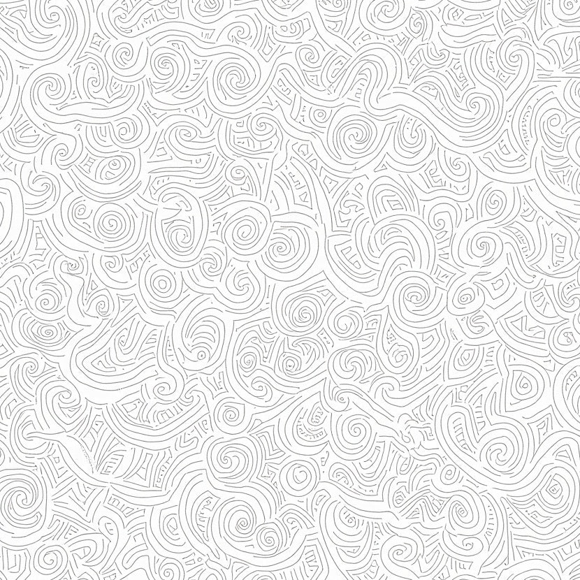 Celestial Swirl with Twinkling Motifs and Whimsical Waves (White) - ODIKA