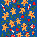 Winter Wonderland Gingerbread Man Mosaic with Peppermint Hearts and Pine Accents(Blue)