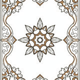 Meadow Blossom Medallion with Interlocking Lattice and Vines (Brown)