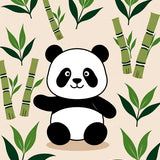 Playful Panda Cartoon Floor(Beige)