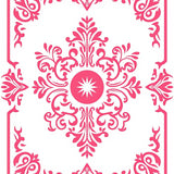 Vintage Medallion Damask with Ornate Flourish Motifs(Pink)