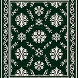 Classic Snowflake Damask with Elegant Winter Botanical Design(Green)