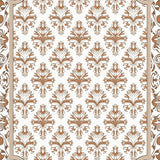 Artisan Floral Burst with Symmetrical Wreaths and Subtle Damask Detailing(Brown)