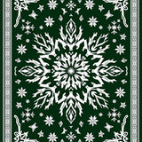 Snowflake Medallion Design Plush Floor Covering with Winter Crystalline(Green)