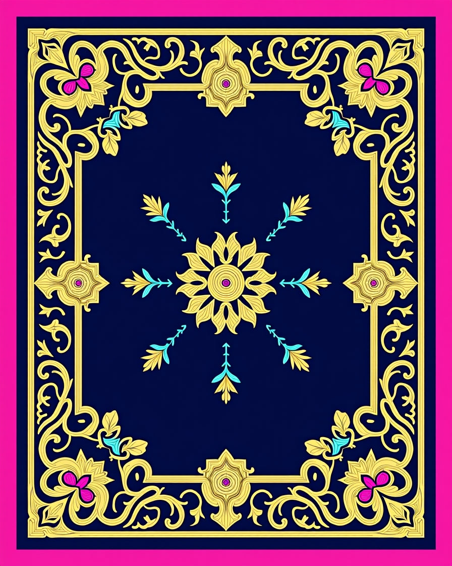 Floral Vine Scrollwork in Ornate with Baroque Flourishes (Blue) - ODIKA