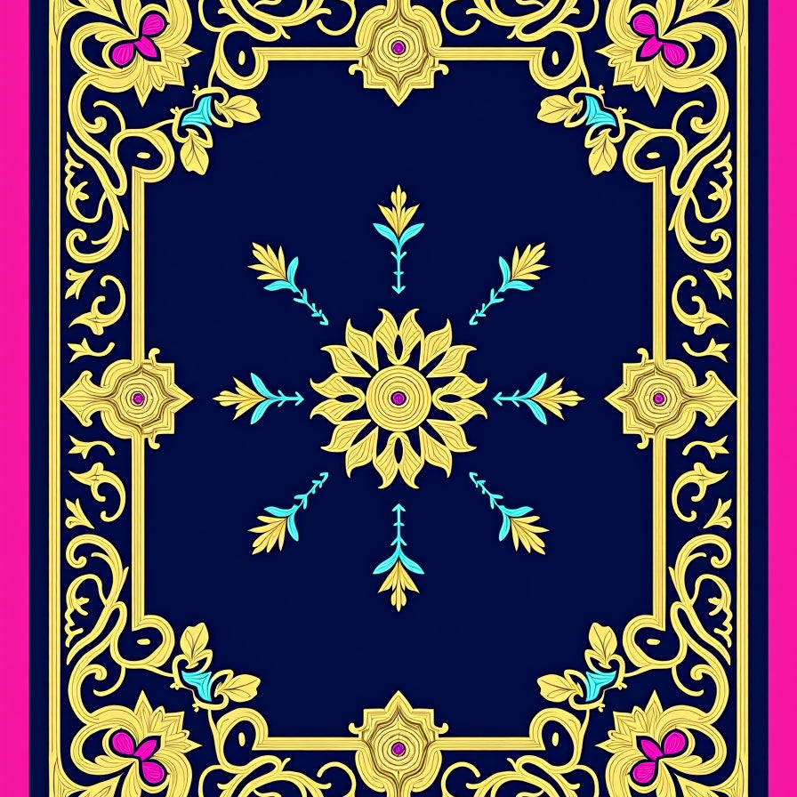 Floral Vine Scrollwork in Ornate with Baroque Flourishes (Blue) - ODIKA