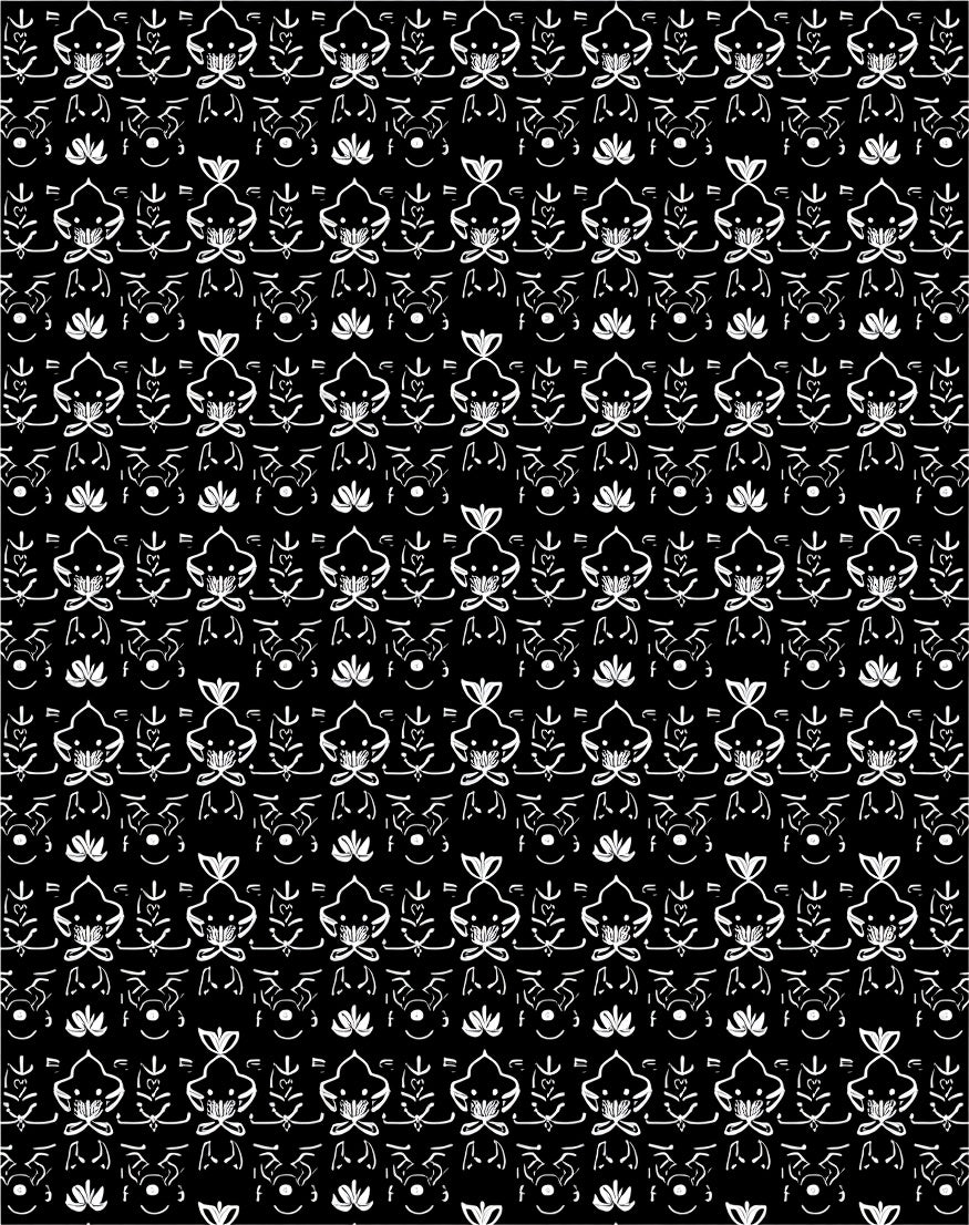 Nocturne Blossom Interlocking Floral Motif with Subtle Metallic Traces(Black) - ODIKA