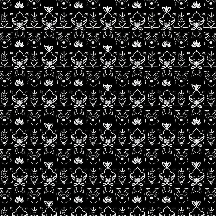 Nocturne Blossom Interlocking Floral Motif with Subtle Metallic Traces(Black) - ODIKA