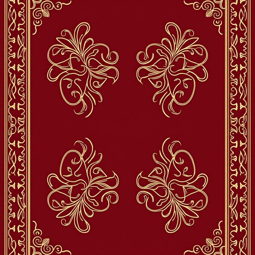 Baroque Filigree Motif with Interlocking Vine Swirls (Red) - ODIKA