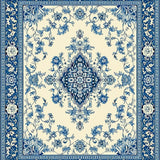 Coastal Blue Beige Medallion Area Ornate Floral Design(Blue)