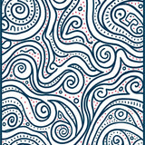 Abstract Floral Motifs Interwoven With Curvilinear Vines And Dotted Accents(Blue)