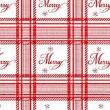 Festive Buffalo Plaid With Classic Merry Script Snowflake(Red)