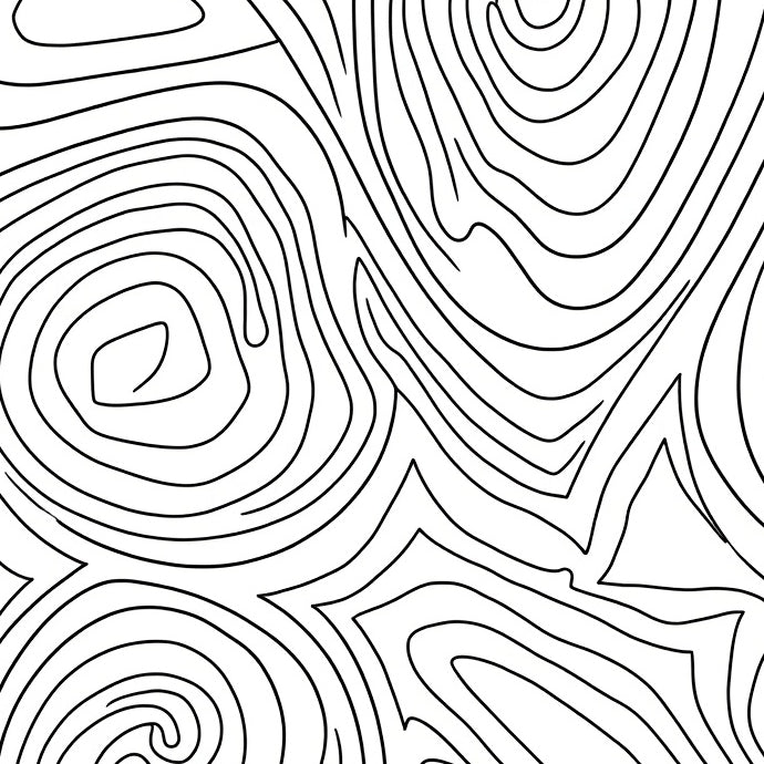 Abstract Ripple Contour Sophisticated Stylish Deluxe Ornate (Black) - ODIKA