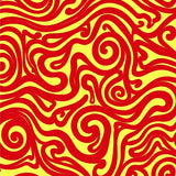 Retro Swirl Mosaic with Dynamic Waves and Bold Floral(Red)