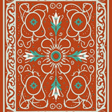 Harvest Festival Interlocking Vinework with Ornamental Scrolls(Red)