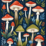 Brightly Colored Rustic Mushroom Artistry(Blue)