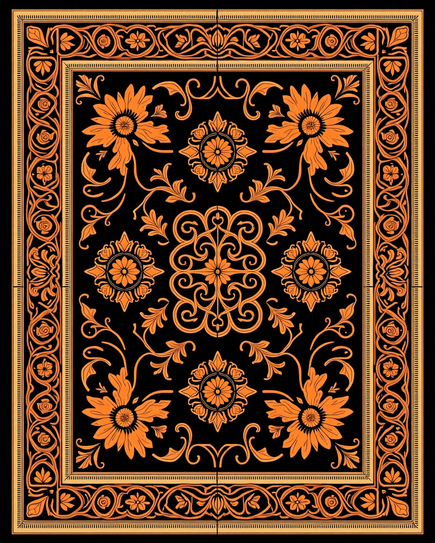 Classic Scroll Blossom Lattice Decorative Treasure (Black) - ODIKA
