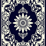 Floral Scrollwork with Flourished Petal Silhouettes (Blue)