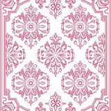 Classic Scrollwork Damask with Ornate Flourishes (Pink)