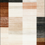 Casual Brown Beige with Dynamic Abstract Blocks and Gradient Border Design(Beige)