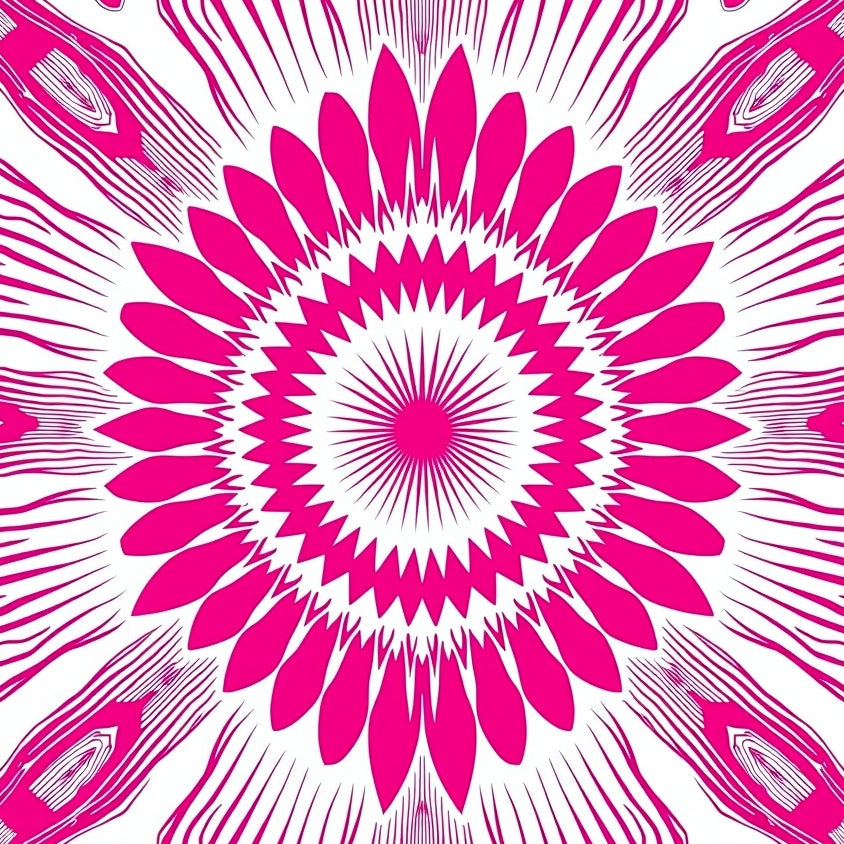 Starburst Kaleidoscope Radiant Petals Abstract Art (Pink) - ODIKA