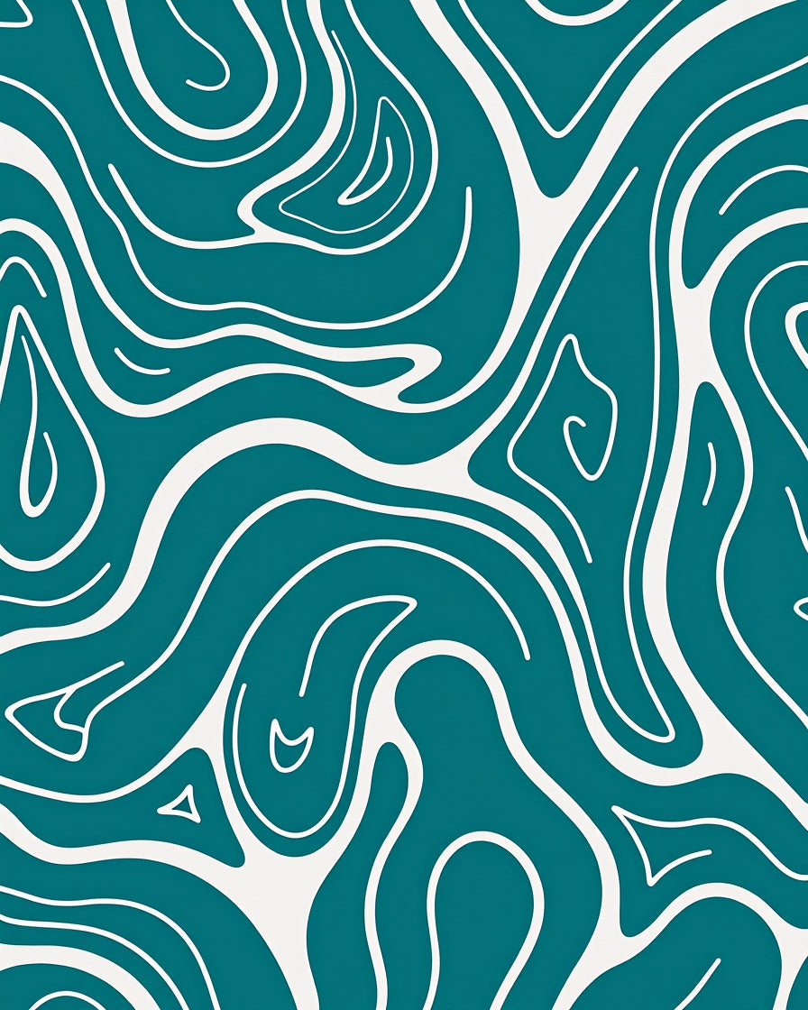 Abstract Marble Vein Design with Fluid Swirls and Flow (Blue) - ODIKA