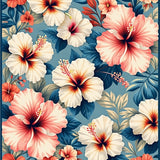 Seaside Blooms Textured With Sun Protected Floral(Blue)